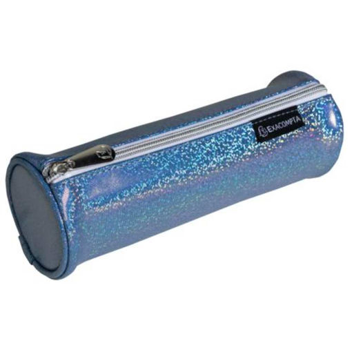Picture of EXACOMPTA PU GLITTER ROUND PENCIL CASE BLUE